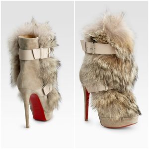 Christian Louboutin Toundra Coyote Fur Tan Bootie